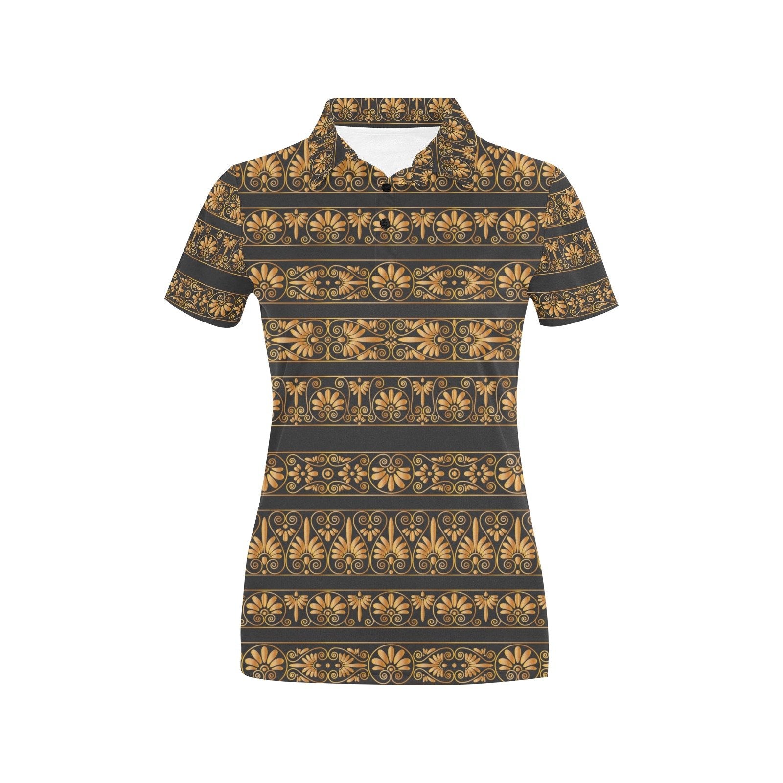 Ancient Greek Print Design Women's Polo Shirt, 3D Polo Shirt