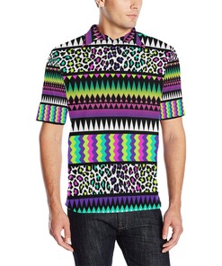 Animal Skin Aztec Rainbow Men Polo Shirt