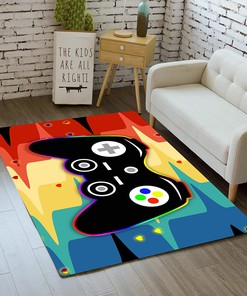 Anime Colorful Gamer Carpets for Boys - Gaming Room Decor with Gamepad Pattern Area Rug