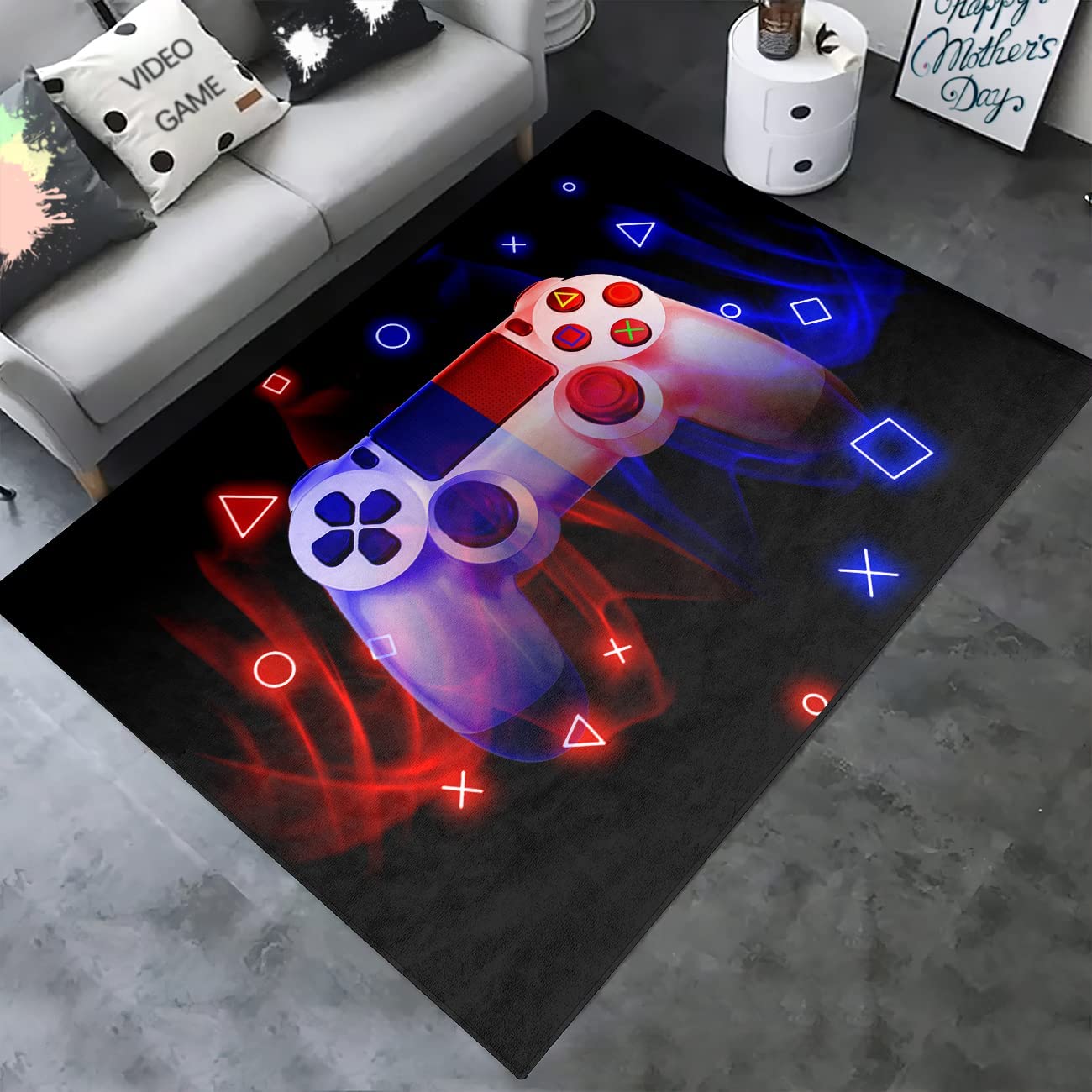 Anime Gamer Rugs for Boys Teens with Gamepad Design for Home Decor - Image 2