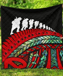 Anzac New Zealand , Poppies Lest We Forget Maori Soldiers Paua Quilt Bedding Set