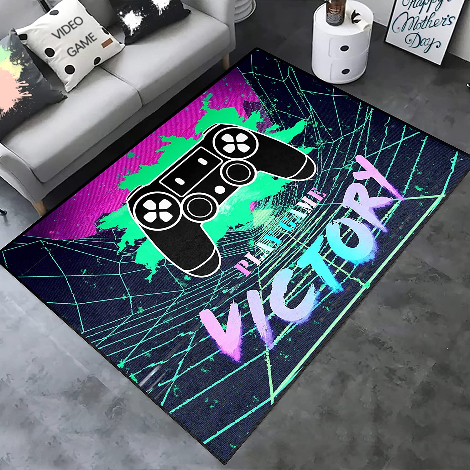 Applies to Teens for Girls Kids Room Crystal Velvet Gamer Rug Indoor Floor Sofa Rugs