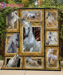 Arabian White Horse Quilt Blanket Bedding Set, Perfect for Home Decoration and Picnic, Gifts for Family