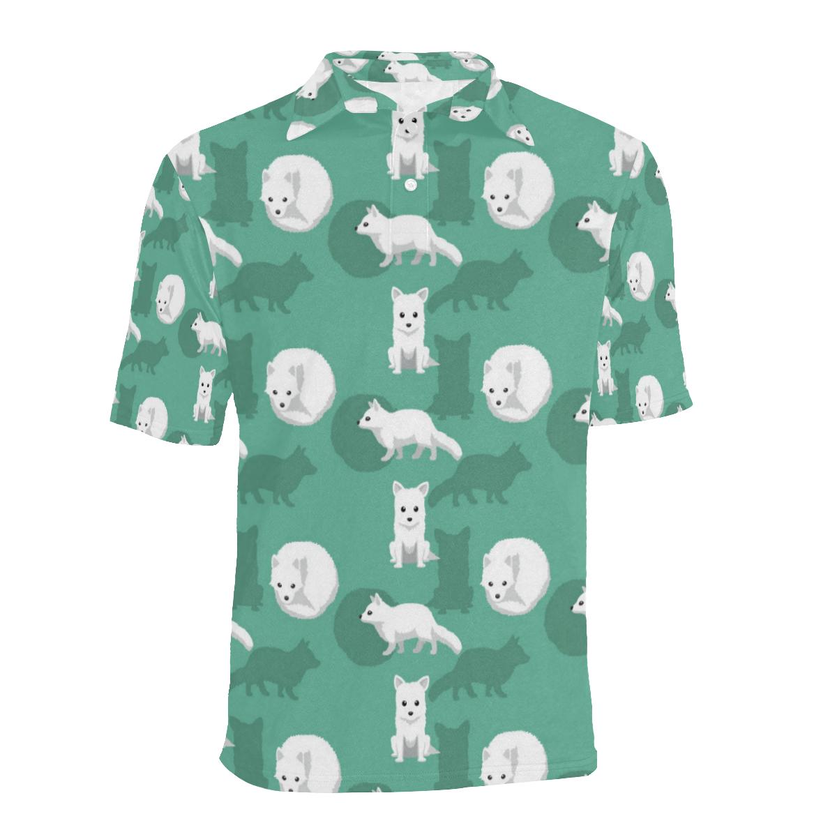 Arctic Fox Pattern Print Design Men Polo Shirt - Image 2