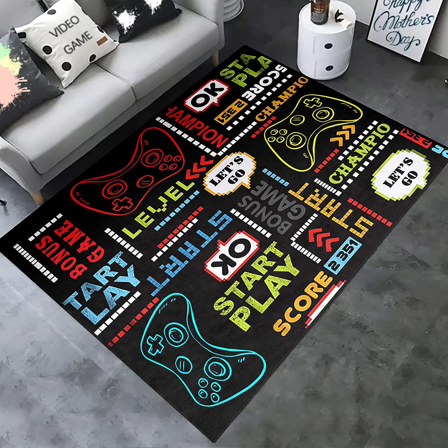 Area Rugs Teen Boys Room: 3D Gamer Area Rug with Gamepad Controller ...