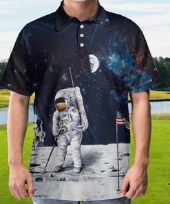 Astronaut Golf In The Moon Galaxy Polo Shirt