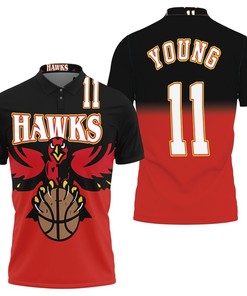 Atlanta Hawks Trae Young 11 Black And Red Jersey Inspired Style Polo Shirt