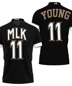 Atlanta Hawks Trae Young 11 Mlk Nba Black Jersey Inspired Style Polo Shirt