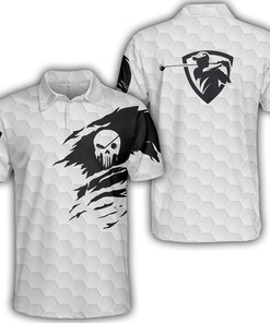 B&W Golf Skull White Polo Shirt