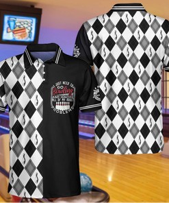 B&W I Just Need To Go Bowling Polo Shirt
