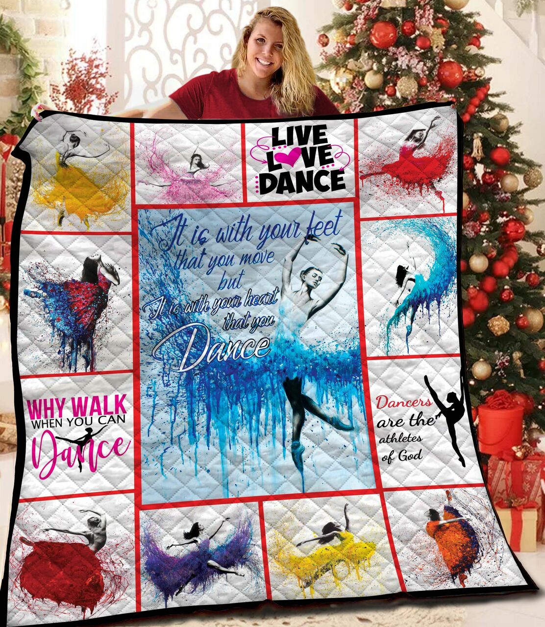 Ballet Dancer Quilt Bedding Set - Great Gifts for Family and Bedroom Decor