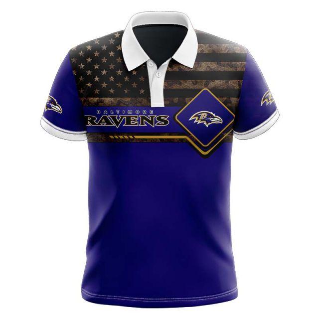 Baltimore Ravens American Flag Polo Shirt