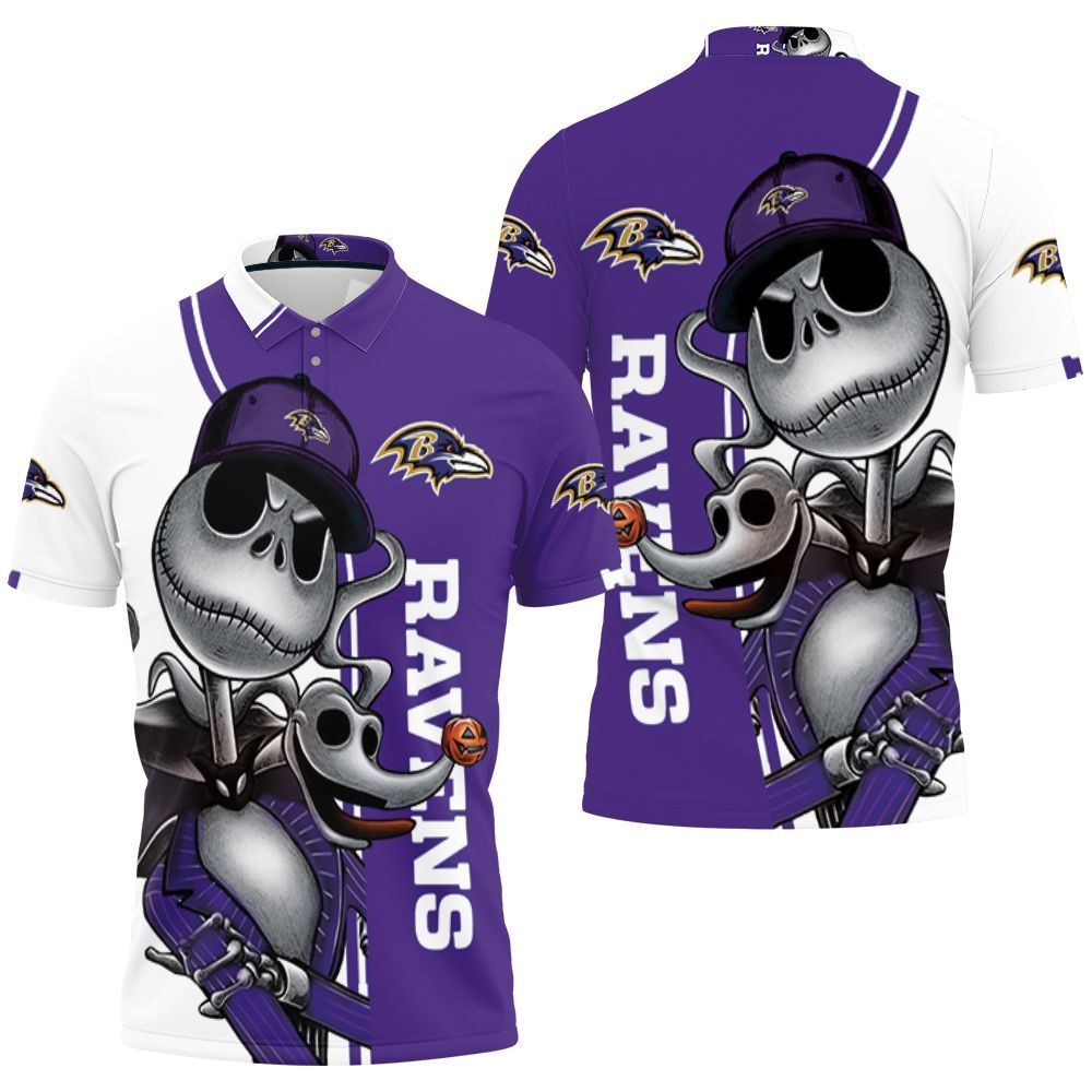 Baltimore Ravens Jack Skellington And Zero Polo Shirt