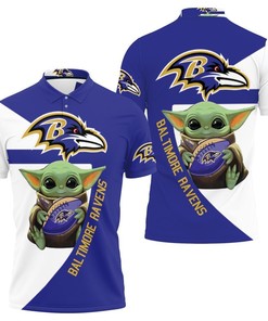 Baltimore Ravens X Baby Yoda T Shirt Hoodie Jersey 3D Polo Shirt