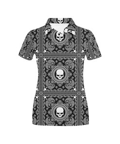 Bandana Skull Print Design Women's Polo Shirt