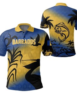 Barbados Polo Shirt, Pelican Dolphin Fish Golf Shirts K5