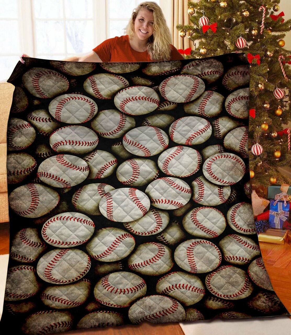 Baseball Quilt Bedding Set Bedroom Decor, Gifts for Family