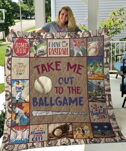 Baseball Take Me Out To The Ball Game Quilt Bedding Set Blanket