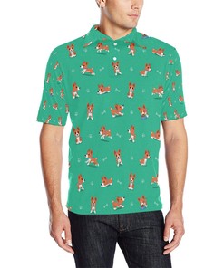 Basenji Pattern Print Design 02 Men Polo Shirt
