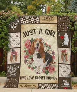 Basset Hound Just Love Basset Hound Quilt Bedding Set Blanket Bedroom Decor, Gifts for Family