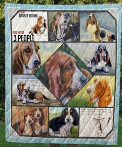 Basset Hound Long Ears Love Quilt Blanket Bedding Set for Picnic and Family Gifts