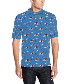 Basset Hound Pattern Print Design 02 Men Polo Shirt