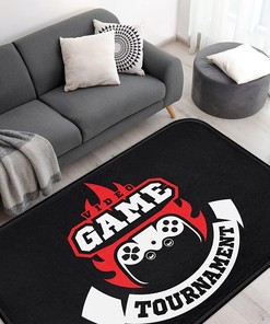 Bayson Area Rug Game Flame Carpet with Game Console Red and Black Teen Boy Play Kids Room Rug Home Decor Floor Rug