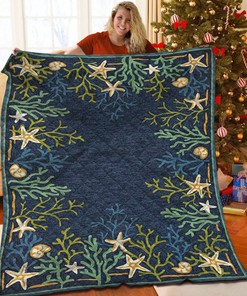 Beach Quilt Bedding Set for Family, Suitable for Bedroom Decor and Picnic