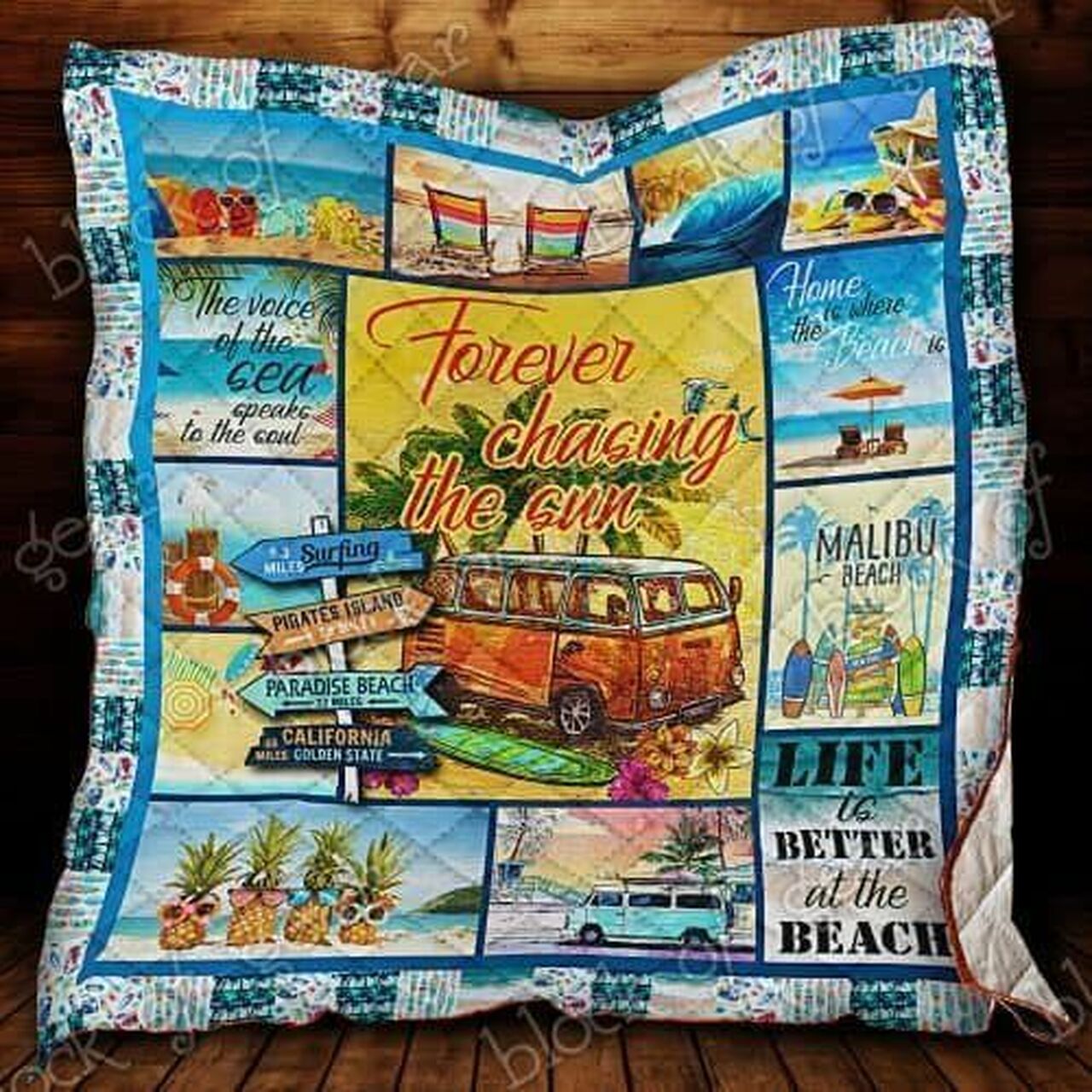Beach Quilt Bedding Set for Home Decoration and Picnic, Unique Gift for Family