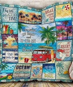 Beach Quilt Bedding Set with Personalized Name, Perfect for Home Decoration and Picnic