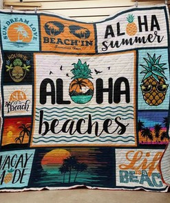 Beach Quilt Blanket Bedding Set Personalized with Name, Perfect Gift for Family