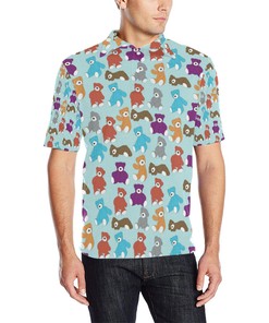 Bear Cute Pattern Print Design 03 Men Polo Shirt