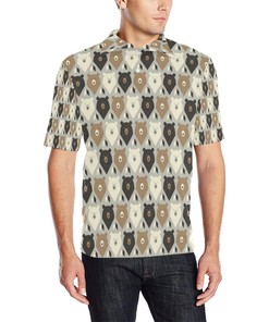Bear Pattern Print Design 04 Men Polo Shirt