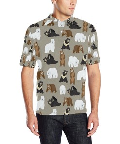 Bear Pattern Print Design Be03 Men Polo Shirt