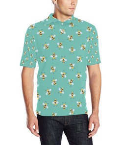 Bee Pattern Print Design 01 Men Polo Shirt