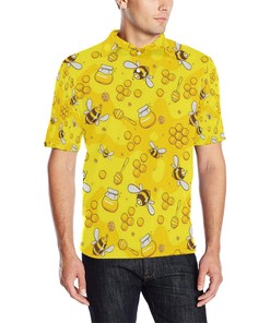 Bee Pattern Print Design Bee01 Men Polo Shirt