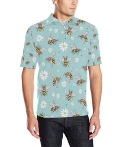 Bee Pattern Print Design Bee010 Men Polo Shirt