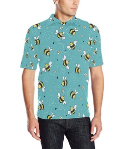 Bee Pattern Print Design Bee02 Men Polo Shirt