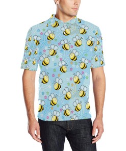 Bee Pattern Print Design Bee03 Men Polo Shirt
