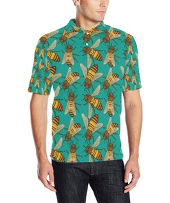 Bee Pattern Print Design Bee04 Men Polo Shirt