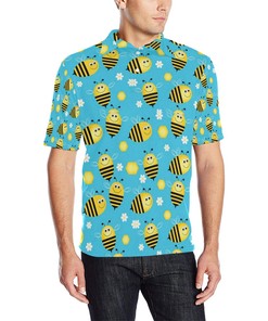 Bee Pattern Print Design Bee06 Men Polo Shirt