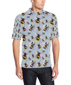 Bee Pattern Print Design Bee08 Men Polo Shirt