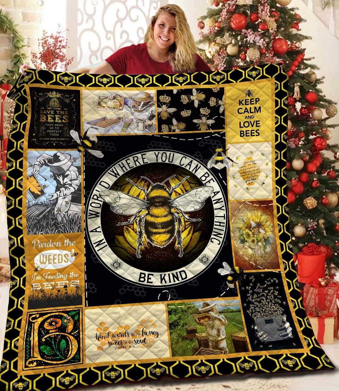 Bee Quilt Bedding Set Ao Bedroom Decor, Gifts for Family