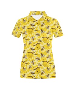 Bee With Honeycomb Print Design Women's Polo Shirt