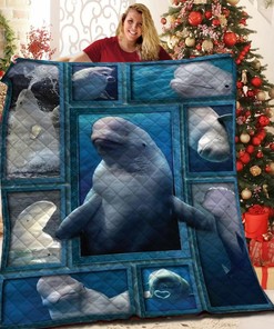 Beluga Whale Quilt Blanket Bedding Set for Personalized Home Decoration, Gifts for Family