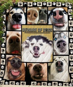 Beware Of Dogs Personalized Quilt Blanket Bedding Set - Great for Bedroom Decor and Family Gifts