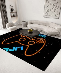 Big Area Black Rugs Controller Gamepad Gamer Carpets for Boys Bedroom