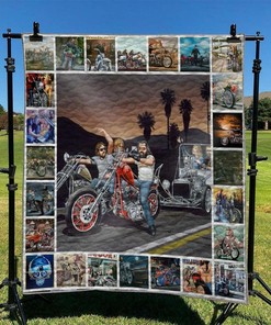 Biker Quilt Blanket Bedding Set - Great for Bedroom Decor and Family Gifts