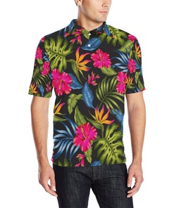 Bird Of Paradise Pattern Print Design Men Polo Shirt A1