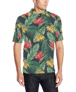 Bird Of Paradise Pattern Print Design Men Polo Shirt A10